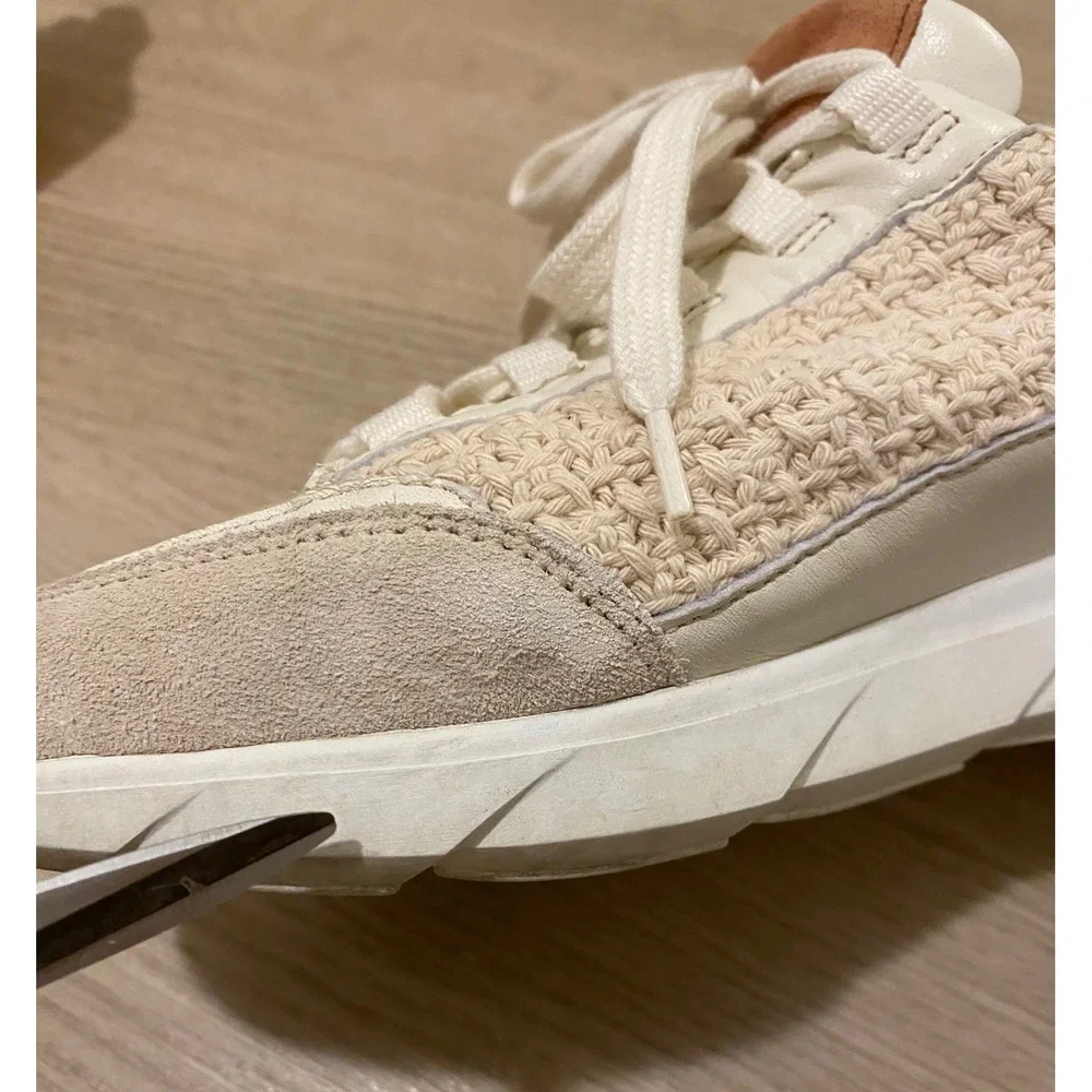 Sezane Sama‎ Sneakers 40 US 9 Ecru Multi Woven Crochet Suede Shoes Preppy Boho